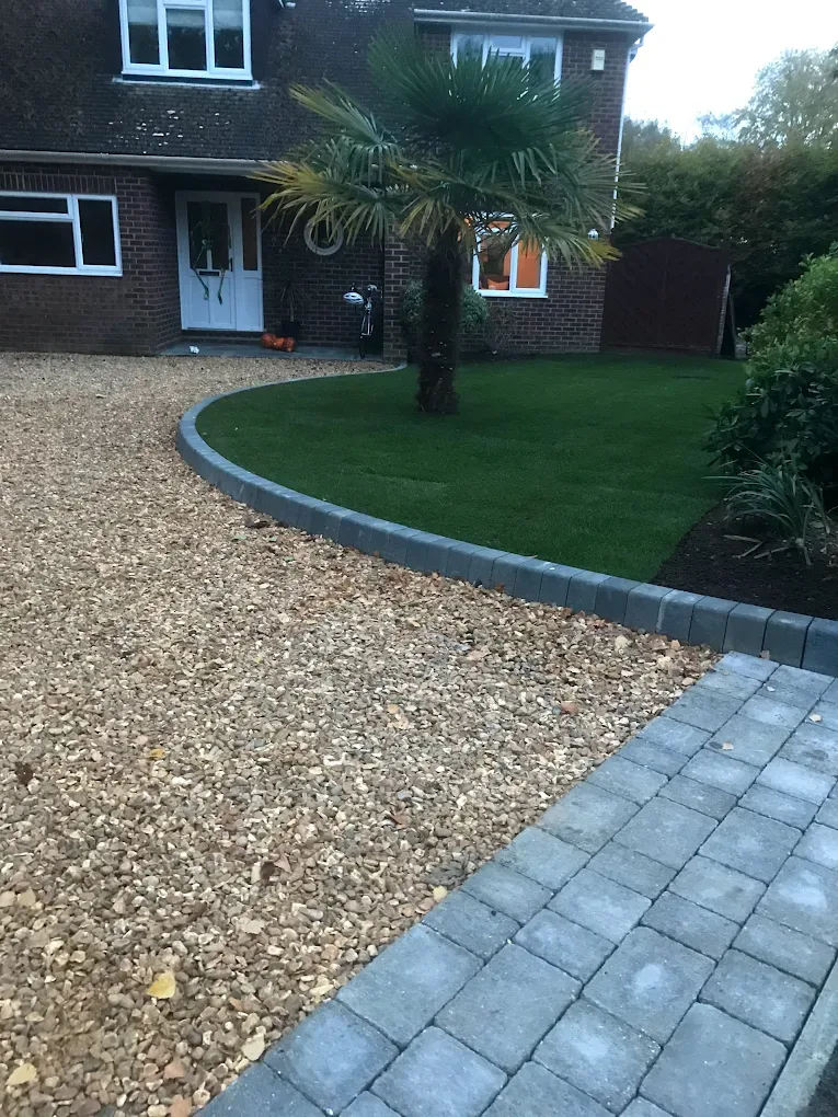 Golden gravel driveway laid over a compacted sub-base
